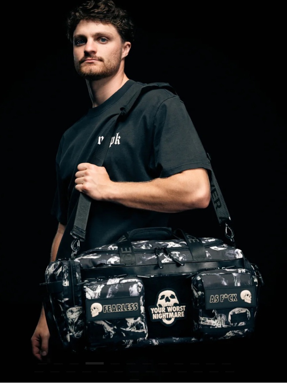 WOLFPAK Black Graphic Duffle Bag - 'Your Worst Nightmare'